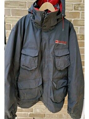 Red Bull Parka Jacket XL Gray Red Hooded Full Zip Mens With 2-In-1 Quilted Liner
